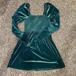 NWT Gap Emerald Green Velvet Skater Dress - Size Small